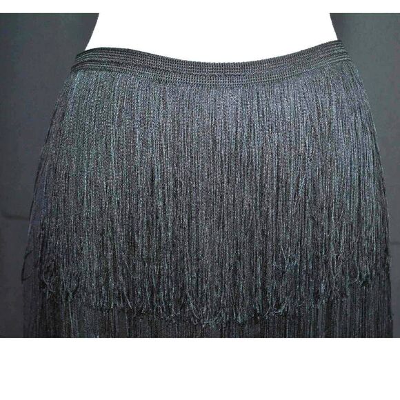 Theory Black Fringe Silk Mini Skirt - 2 - Picture 2 of 4
